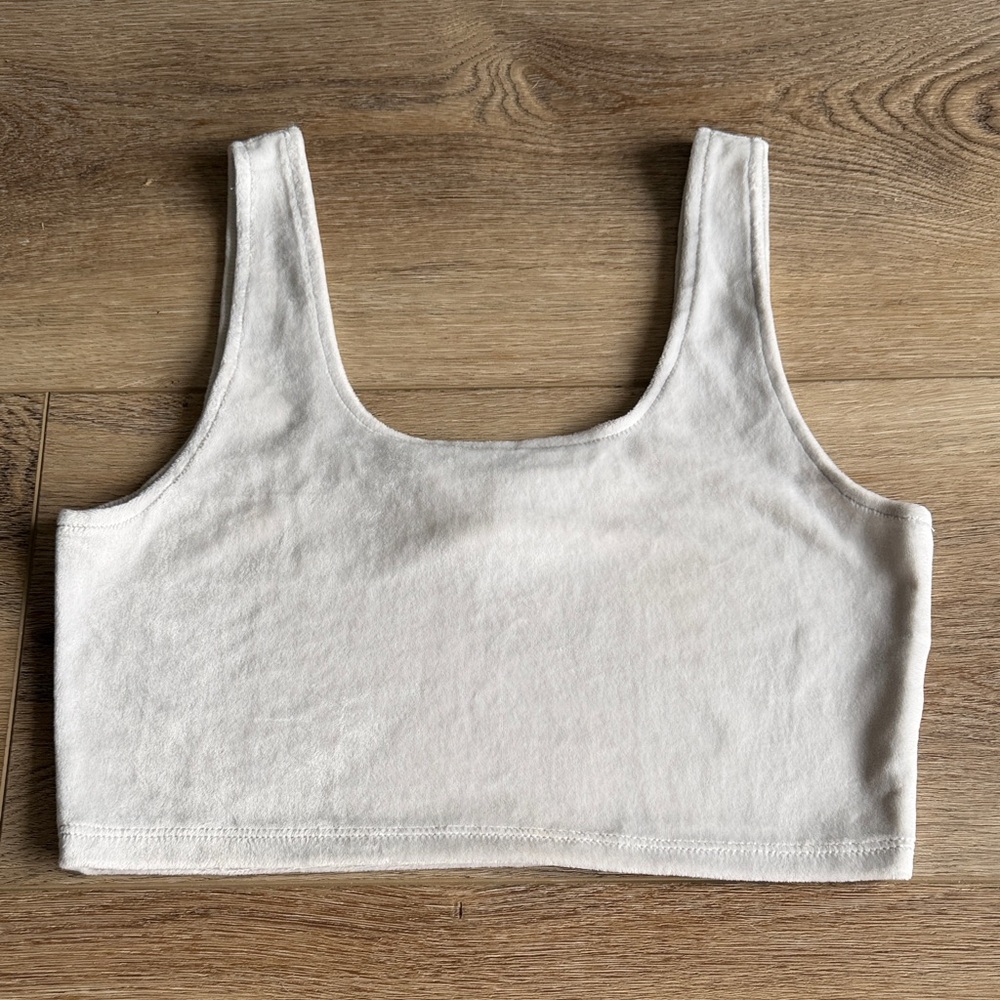 Women's Grey Tank Crop Top - Minimal Scoop Neck